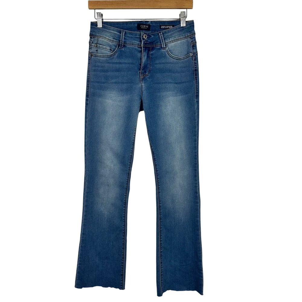 Curve Appeal Jeans Women 4/27 Curve Creator Bootcut Stretch Raw Hem Y2K Inspired